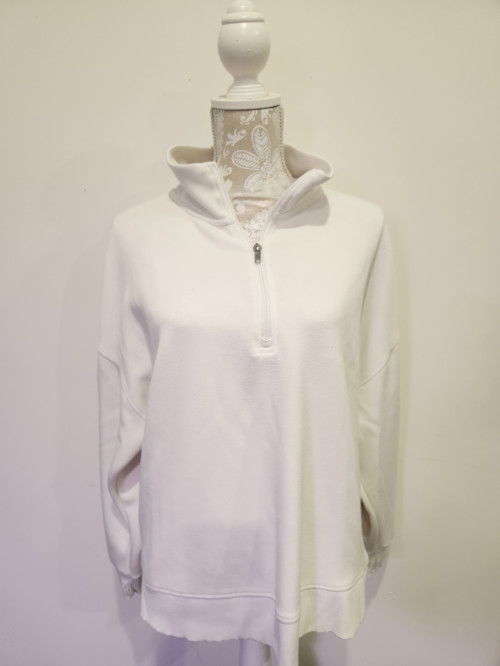 Reebok White Women's Half-Zip Pullover Sweatshirt